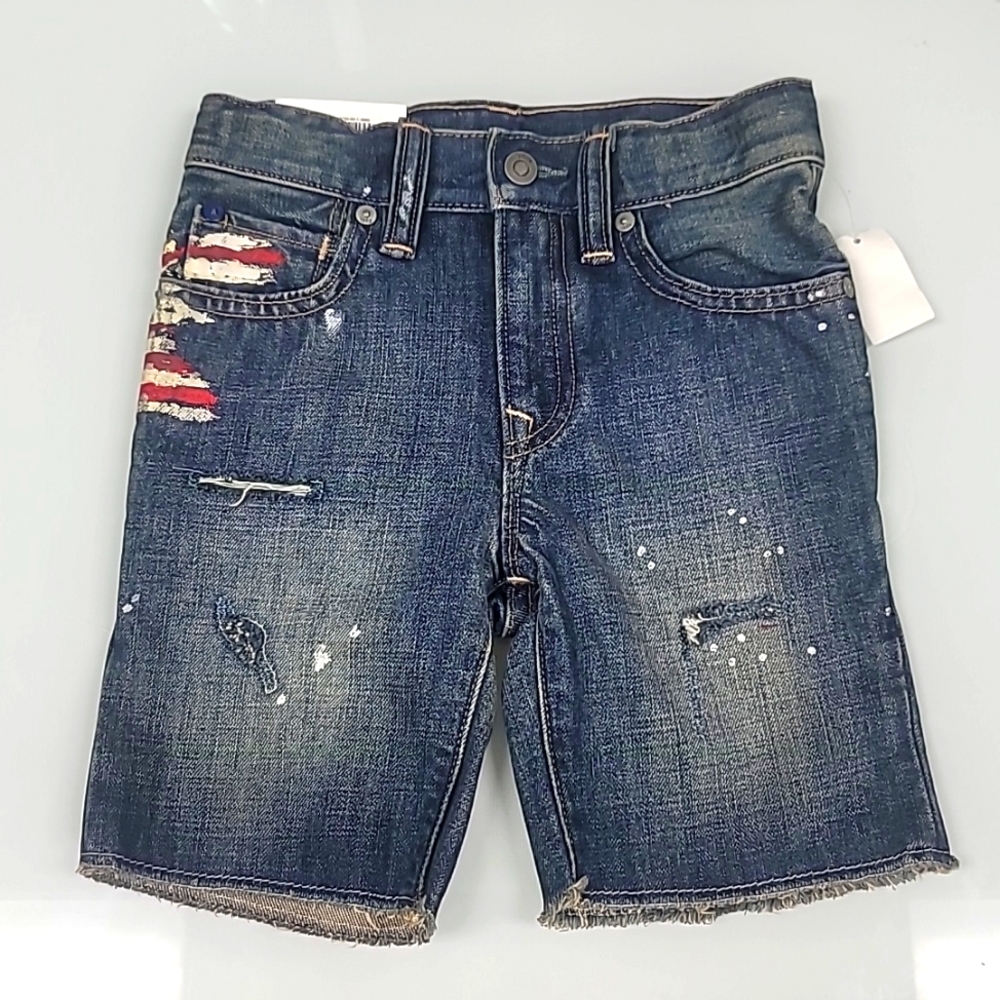 Baby Gap toddler boy american flag jean shorts with adjustable waist